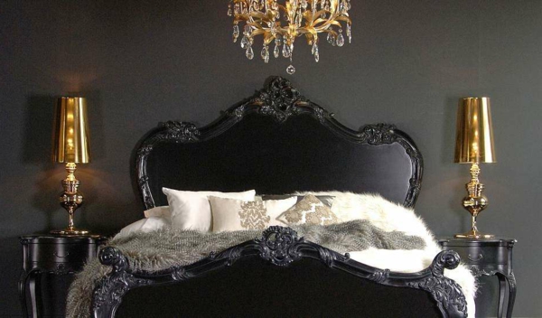 काले दीवार का रंग-के लिए बेडरूम-दिलचस्प बिस्तर वाले डिजाइन