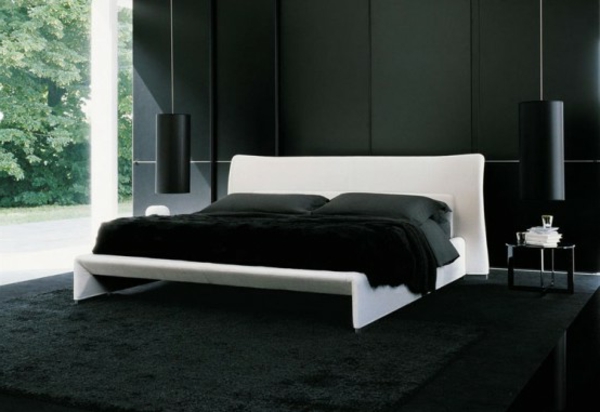 שחור-קיר צבע עבור חדרי שינה עיצוב מודרני