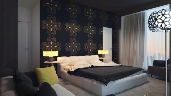 काले दीवार का रंग-के लिए बेडरूम-सुंदर-लुक