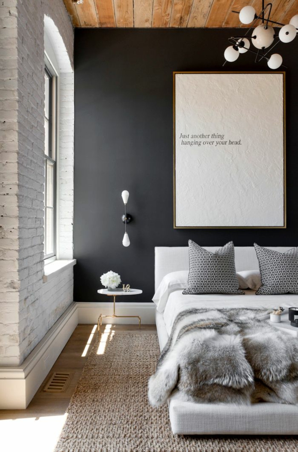 الأسود لون الجدار غرفة نوم محمول