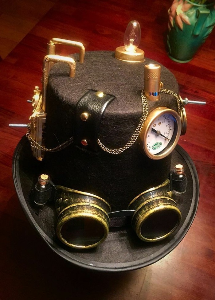 lunettes noir steampunk-chapeau avec-steampunk