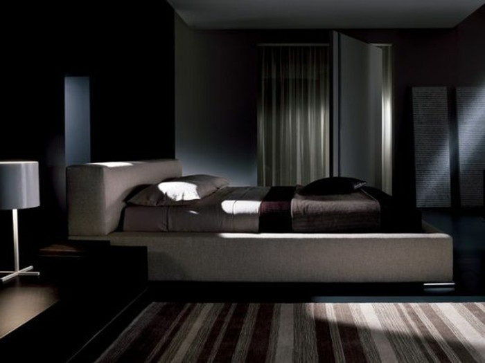 crno-dizajn-od-tapecirani ležaj-sa-krevetna box-šik-unutarnja-u spavaće sobe