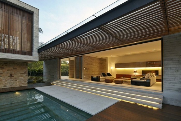 游泳池木凉棚现代设计