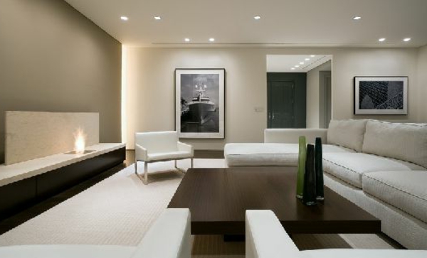 أفكار الإضاءة الأصلية جدا لتصميم غرفة المعيشة باللون الأبيض
