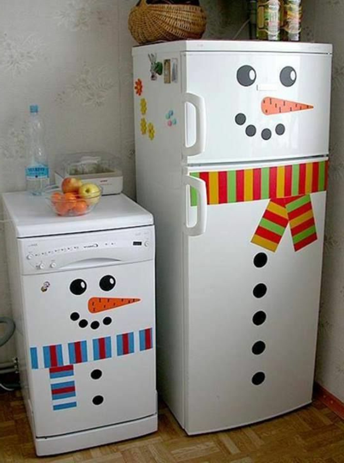Maga-bádogos-téli dekoráció hűtő-mosogatógép-hóembert eredeti kreatív ötlet