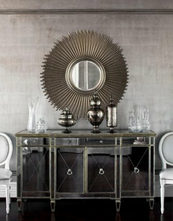 ezüst színű falra szép tükör-in-nappali