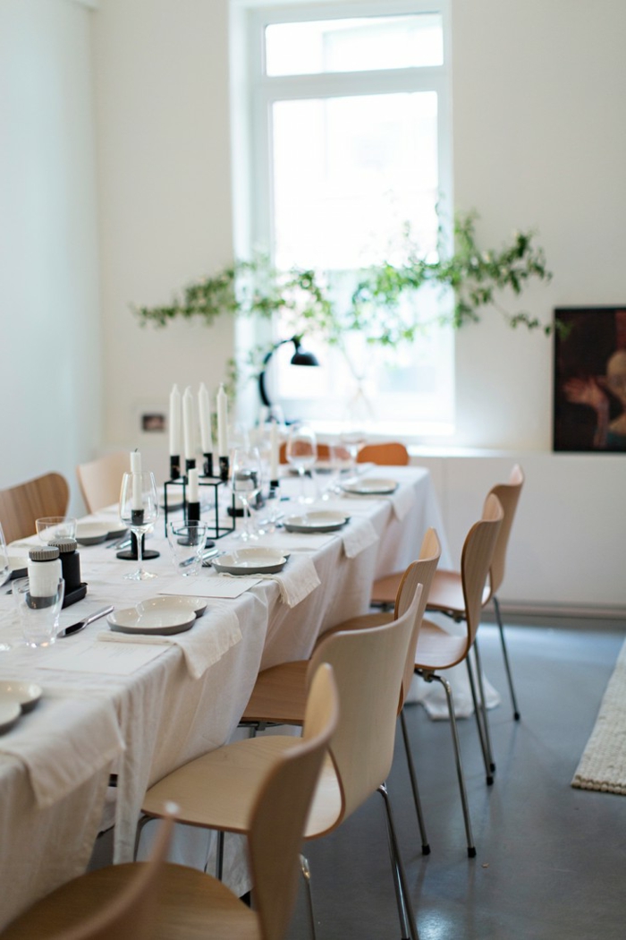 الاسكندنافية مجموعة للاهتمام تصميم-مع-طاولة طويلة