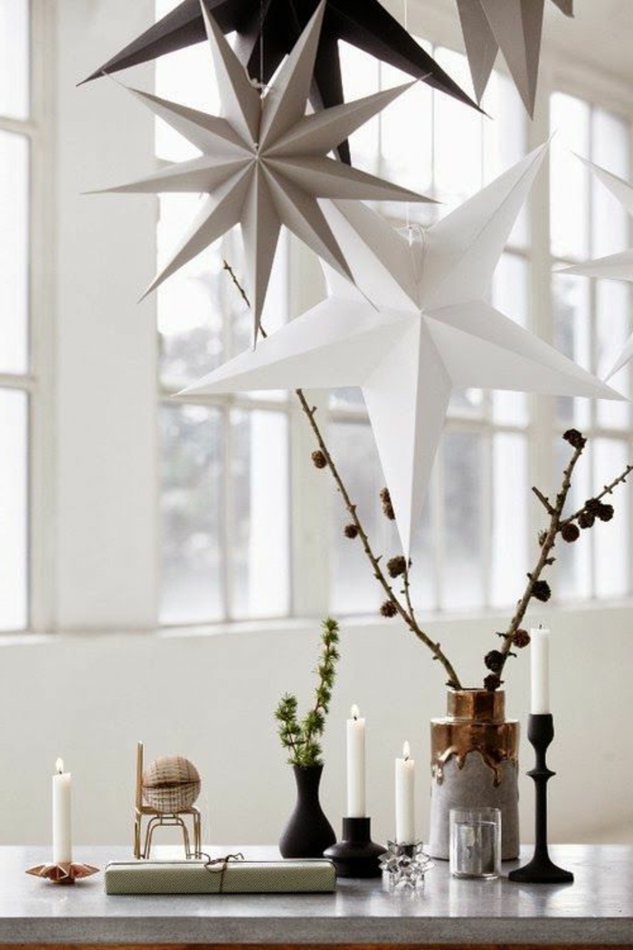 Skandinavski dizajn interijera zimski dekorativni zvijezda od papira meke nijanse