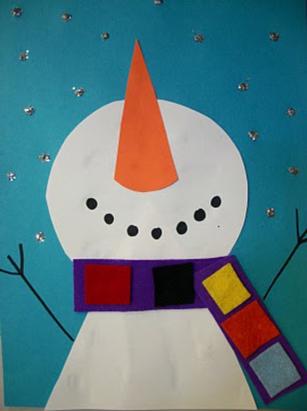 ideas de manualidades para jardín de infantes - muñeco de nieve blanco