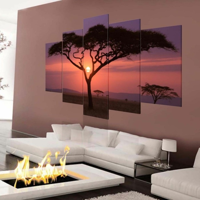 Zalazak sunca afro-džungla-foto kolaž na platnu-kutak kauč ognjište