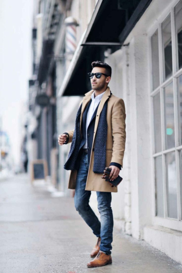 Υψηλής ποιότητας casual άνδρες ρούχα μοντέρνα ρούχα για άνδρες παλτό μπεζ καφέ παπούτσια γυαλιά