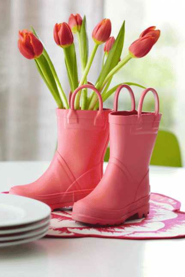 rezano cvijeće-tulipani-čizme-crvene tischdeko-naglasak-setztend