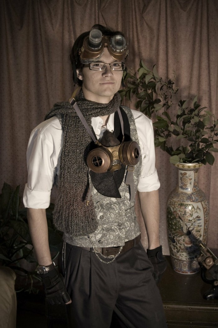 steampunk ένδυσης κασκόλ-γιλέκο-γυαλιά