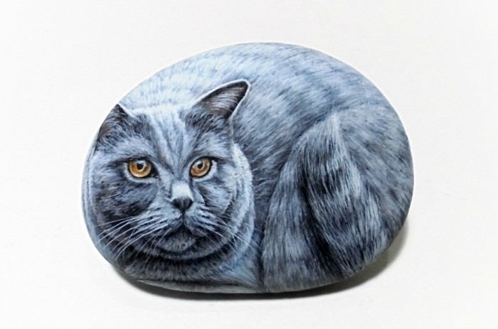 каменна боя-на-а-камък рисувани-котка