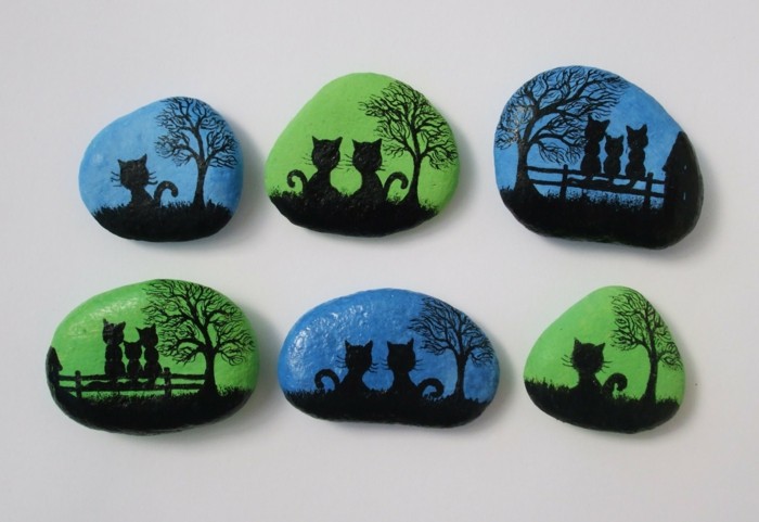 Боядисване камъни боядисани-черна котка-на-stones-