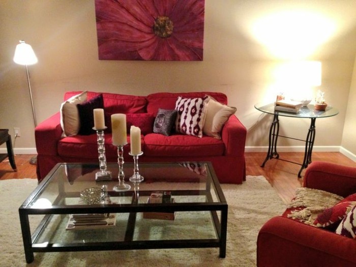 Mural dispositivo elegante con flores de imagen fina muebles silla sofá rojo
