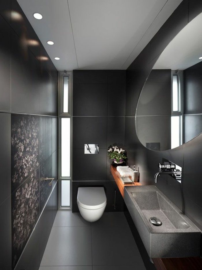 стилна баня с дизайна идеи сиво-красива декорация