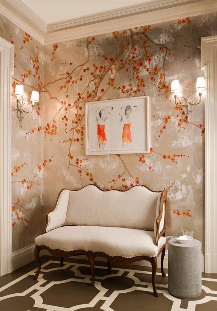 stilski spavaća soba lijepa-pozadina-čudne Zidne narančaste naglasci