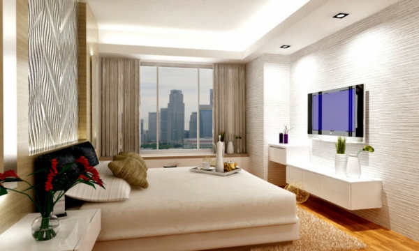 εντυπωσιακό-διαμέρισμα-εσωτερικό-σχέδια-υπνοδωμάτιο-ξύλινο δάπεδο-led-tv