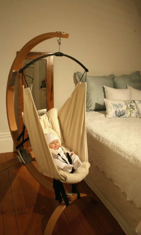 szuper hűvös baba függőágy egy modern és kényelmes hálószobában