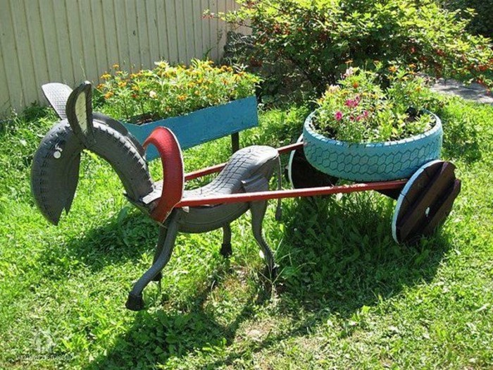 超有趣-DIY-Gartendeko使用的轮胎回收利用