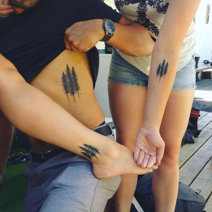 три дървета на ръцете, тялото и краката на различните братя и сестри - сестра татуировки