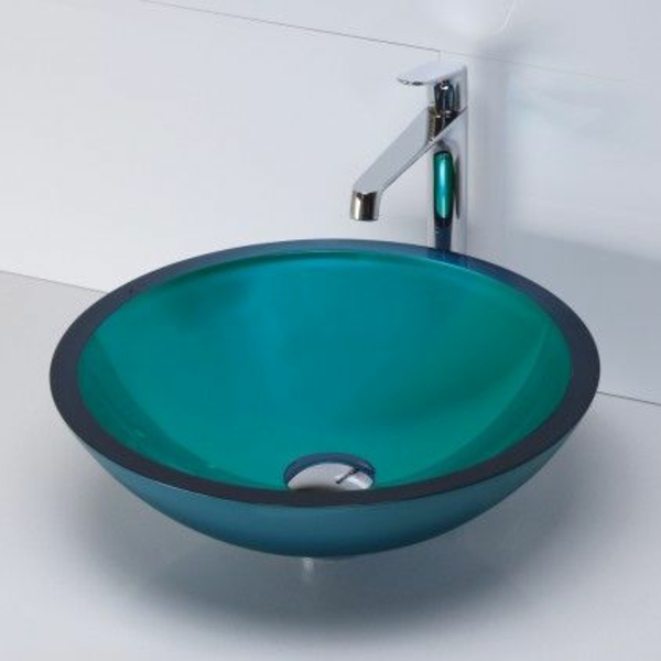 тюркоаз цвят-кръгла мивка-модерен дизайн