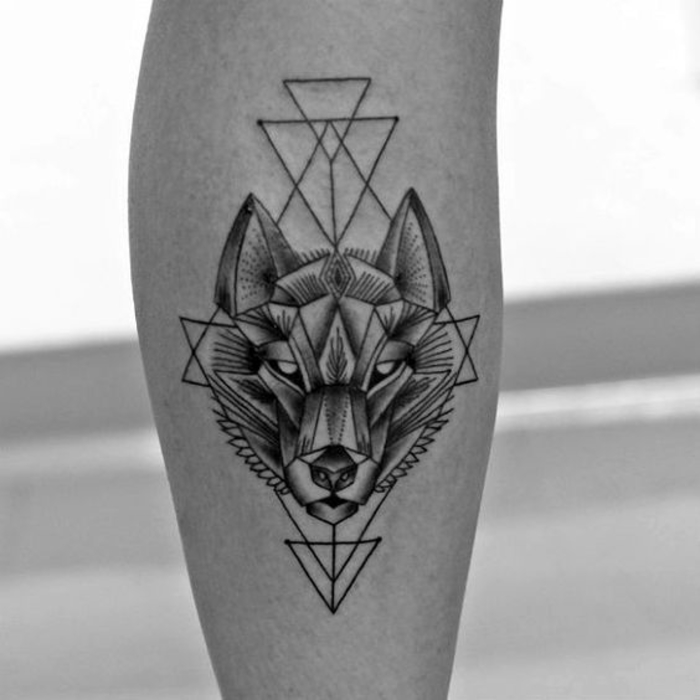 tetovaža na tele, noga tetovaža, vuk, tetovaža ideje za muškarce
