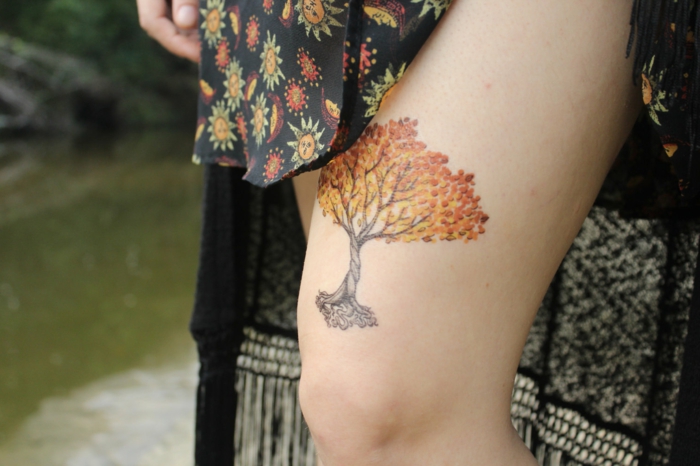 изключителни татуировки на краката колоритен идея за деко временно на бедрата рокля