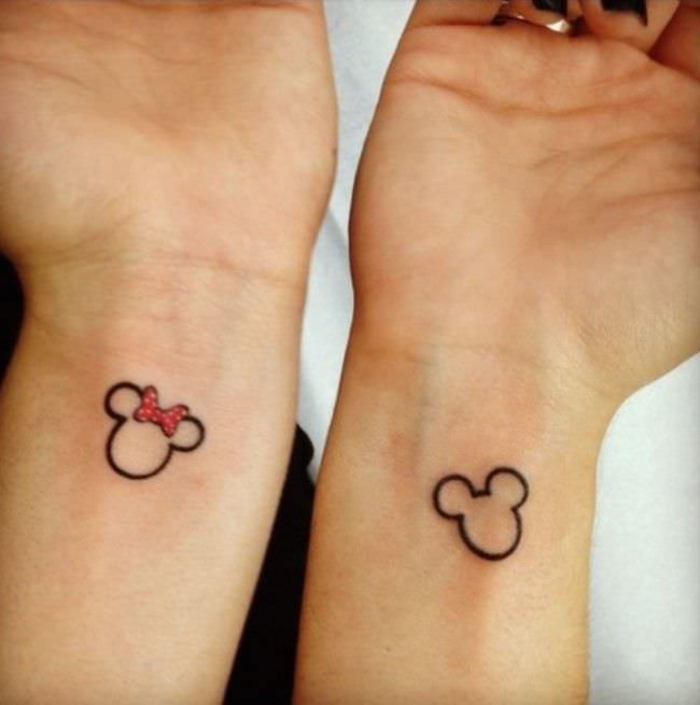 tetovaže za parove, mickey i minnie miša, male tetovaže za dvoje