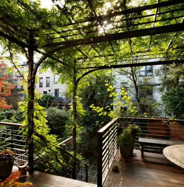 terraza dosel de madera-jardín-diseño