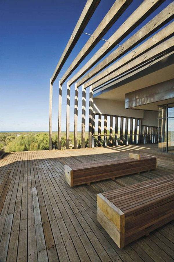 terraza dosel de madera super hermosa modelo-con-bancos