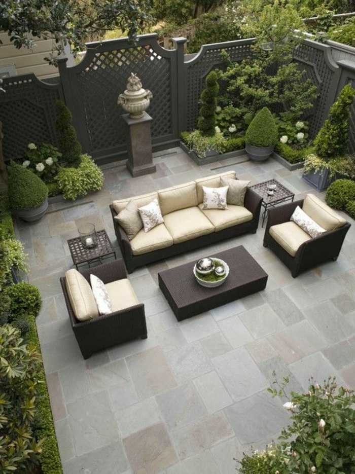 -terraza de la planta de piedra-interesante diseño sofás-mesa