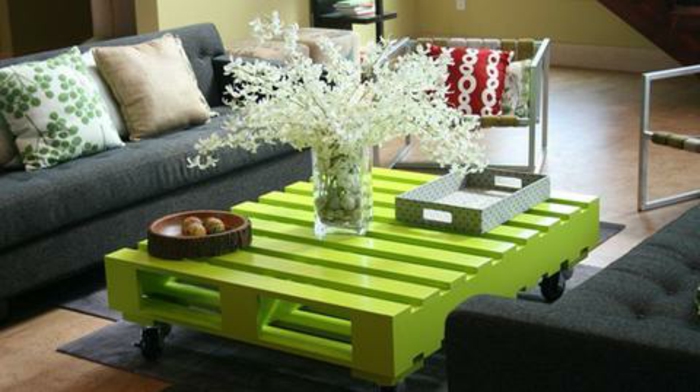 asztal-of-raklapok-zöld színű