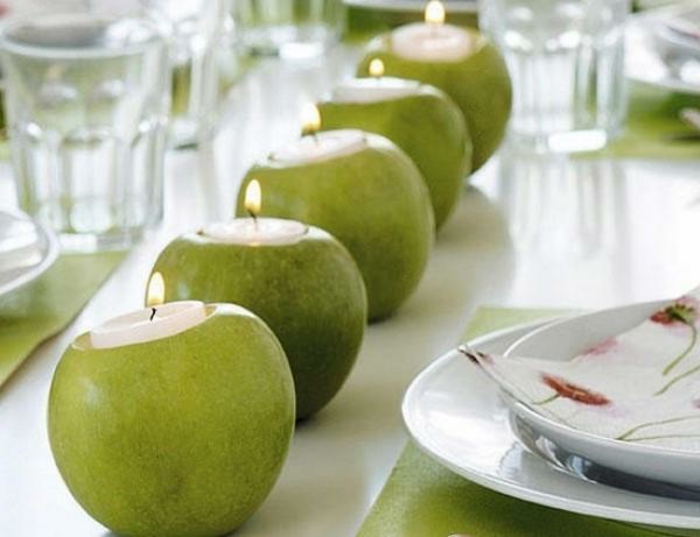 tischdeko-ידי-sommerpartry-ירוק-תפוחים