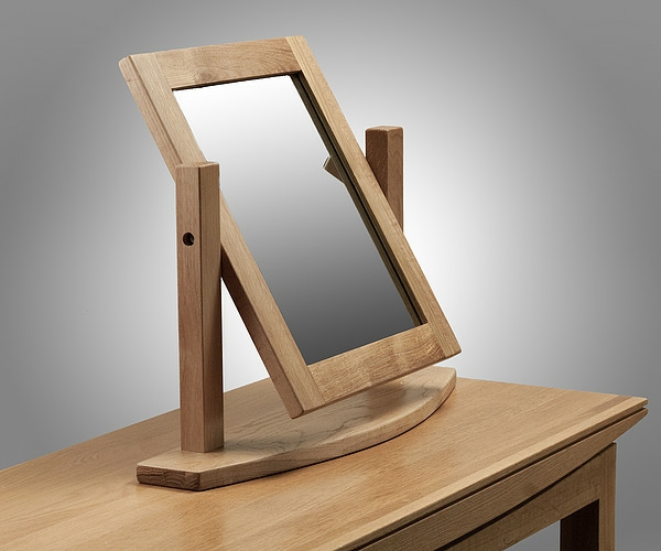 опростен дизайн на грим огледало с дървена рамка