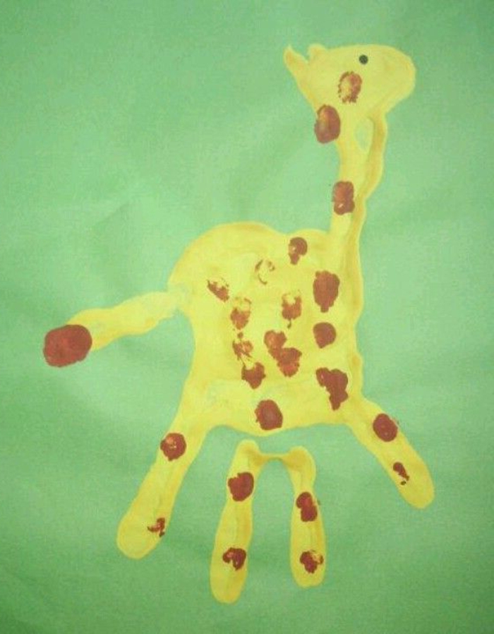 superbes photos avec empreinte de main - girafe