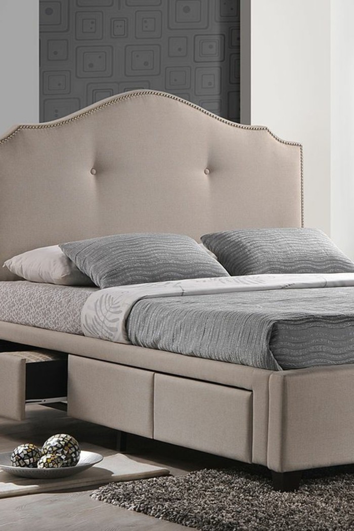 महान डिजाइन के बेडरूम-असबाबवाला बिस्तर के साथ बिस्तर वाले बॉक्स