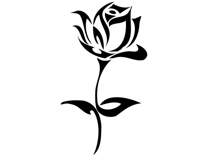 otra idea para un tatuaje de rosa negro con hojas negras - Plantilla de tatuaje de rosas