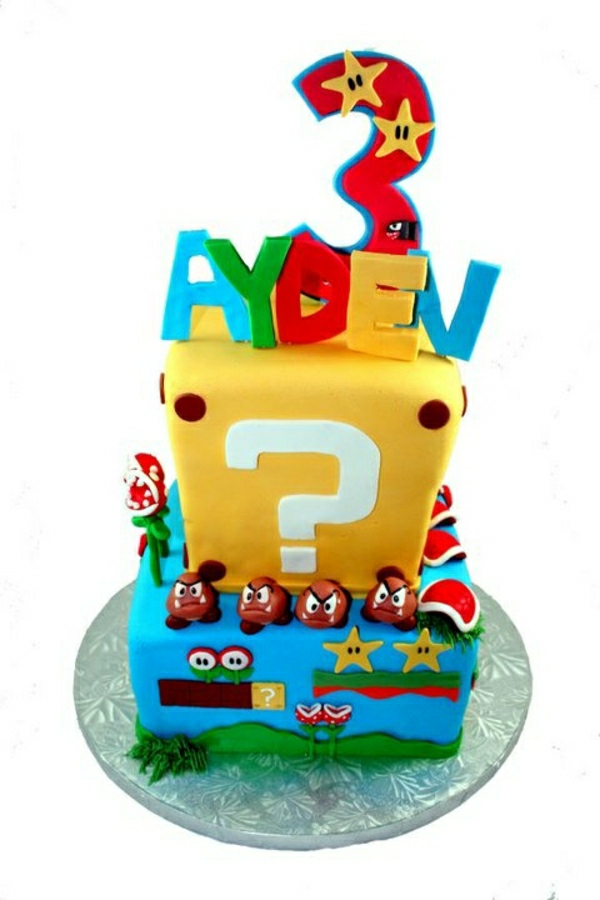 grandes tartas-decorar - fiesta de cumpleaños-niños-grandes-empanadas-fin-Super-Mario-caracteres