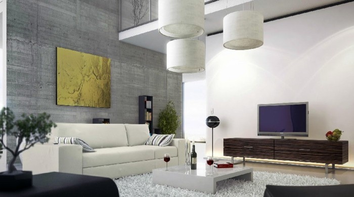 Mobiliario de sala de estar-gran-moderno de la pared colores super diseño