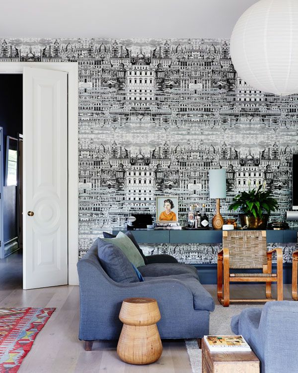 habitación grande-papel tapiz de vida-con-paisaje-blanco-negro