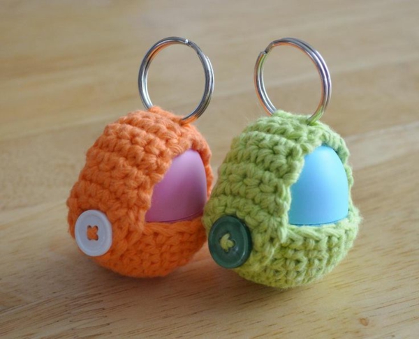 porte-clés crochet vert et orange-crocheter porte-clés personnaliser