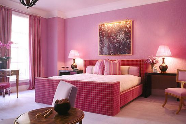 --tolles غرفة نوم تصميم في الوردي
