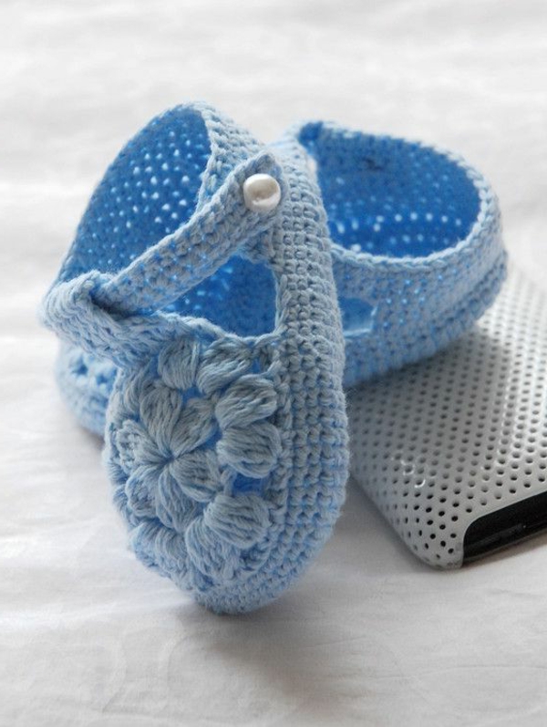super-dizajn-heklanje-beba cipele-pra-ideje-za-bebe plavo heklanje-u