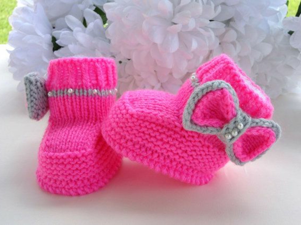 Los zapatos de las grandes-ideas-para-crochet-en-rosa-diseño-gran-ganchillo bebé