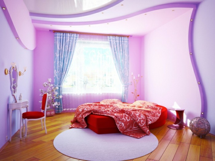 gran sala-a-chica-elegante-y-moderno de pared diseño y color de rosa de la alfombra