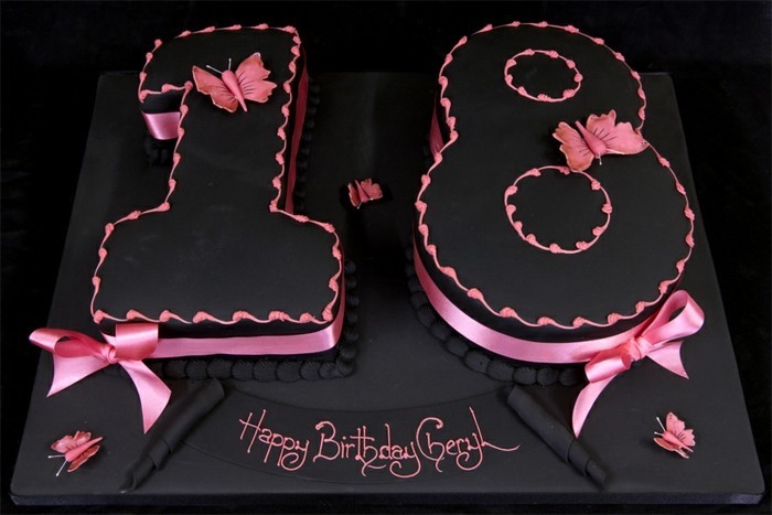 пай-до-18-рожден ден торти за рождени дни, черно и розово-торта-елегантен-красив