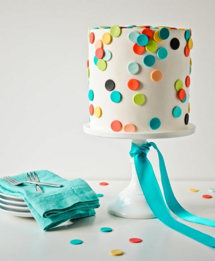 עוגה-ל-18-יום הולדת Geburtstagstorten-tischdeko-ו-geburtstagstorte-שילוב-מנוקדים פאי