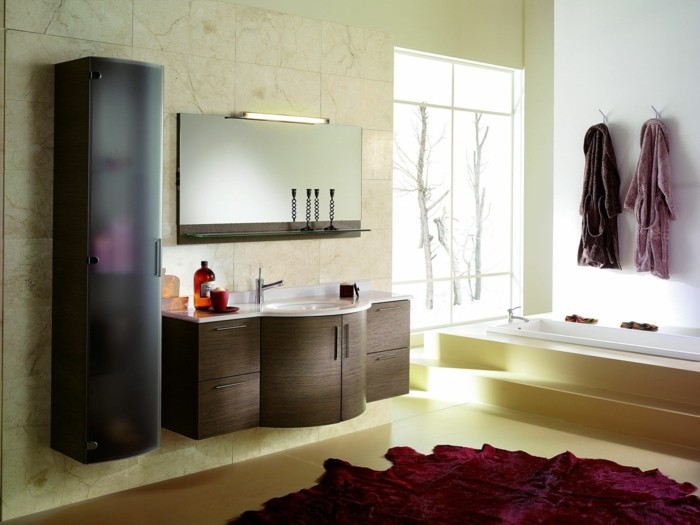 rêve salles de bains-idées-intérieur-moderne grand-baignoire rouge carpet-